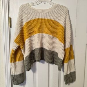 moon & madison Striped Knit Sweater - Cream, Yellow, and Gray
